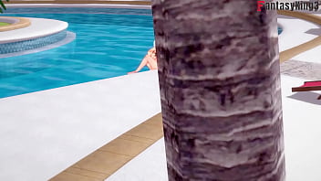 Anzu Mazaki Digoyang Di Kolam Renang | Adegan Panas Yu-gi-oh | Bikini Dan Step Fantasy Dengan Pov Seru