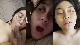 Mahasiswi Cantik Berkacamata Dibuat Penuh Cairan Di Wajahnya